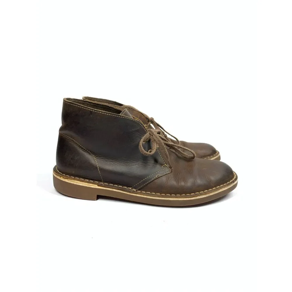 Clarks Bushacre 2 Dark Brown Leather Chukka Boots Size Mens Size 8.5
